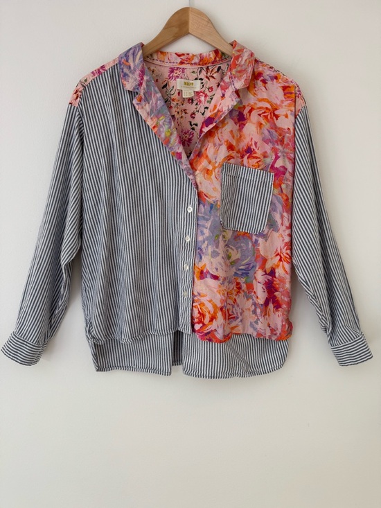 Anthropologie Tops - Maeve by Anthropologie The Clarissa High Low Button Down Stripe Floral Top Sz 14